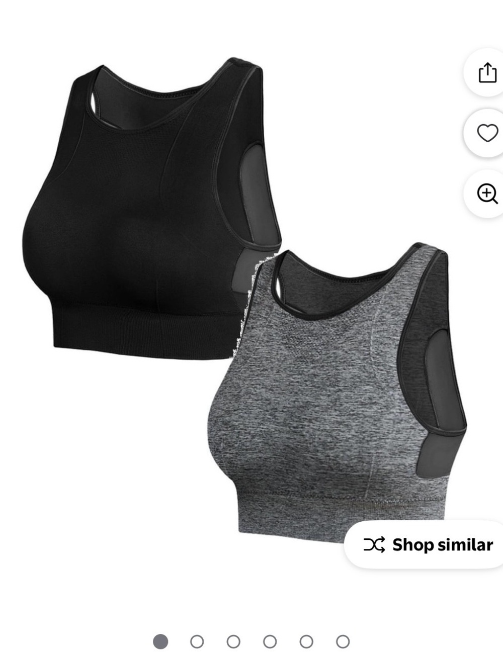 Seamless High-Impact Sports Bras - Black & Heather Gray (2-Pack) Size XL. Cupped